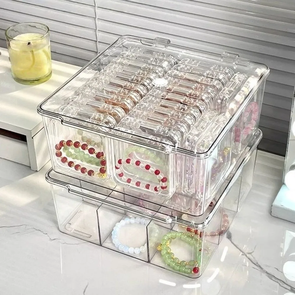

26pcs with Lid Wenwan Bracelet Box Anti Oxidation Transparent Nail Art Storage Box Square Dustproof Acrylic Sealed Box