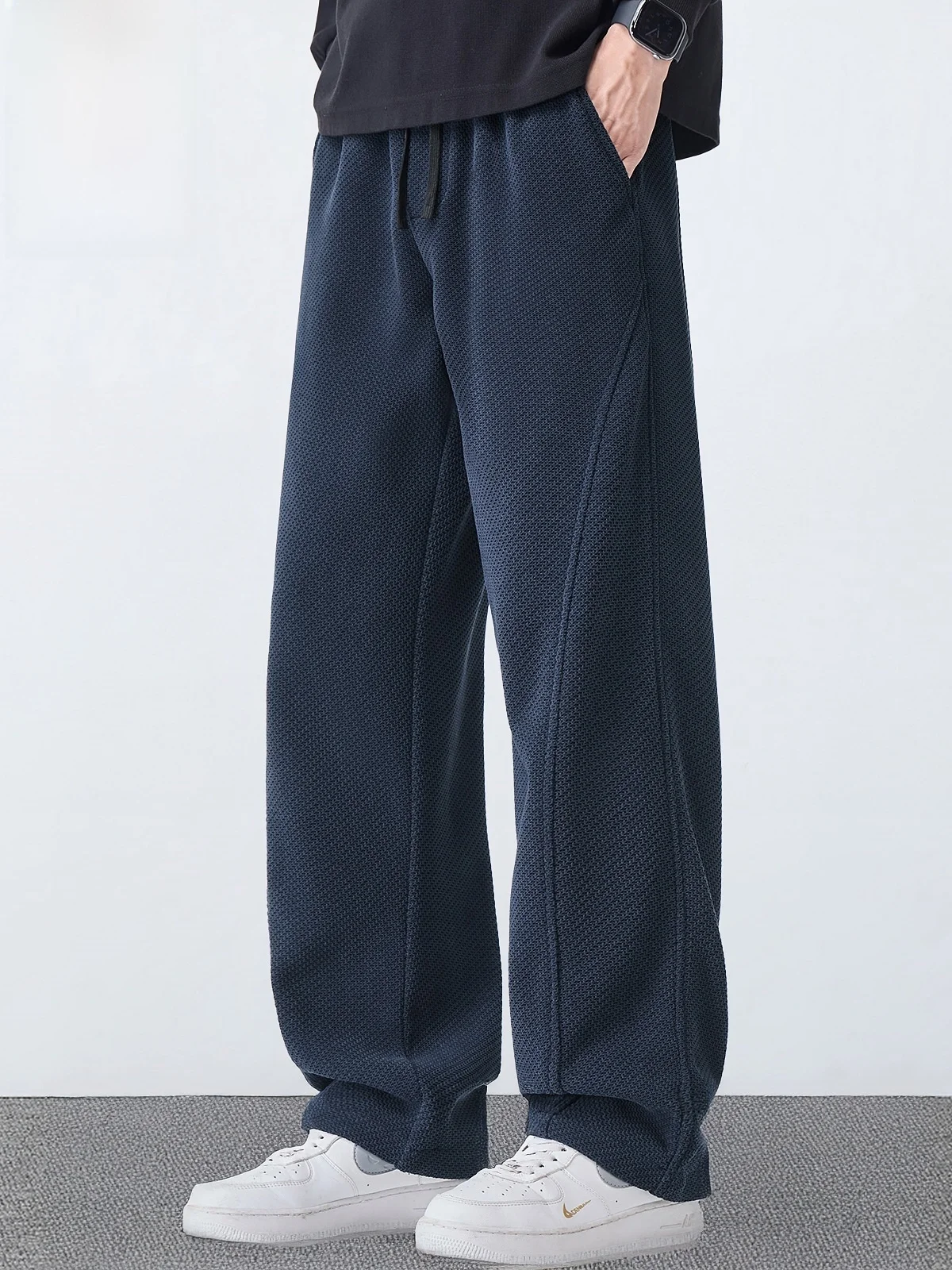 

Мужские повседневные брюки весна 2026: Новинка, модные, свободные, прямые, спортивные, длинные, с эффектом драпировки, свободный крой