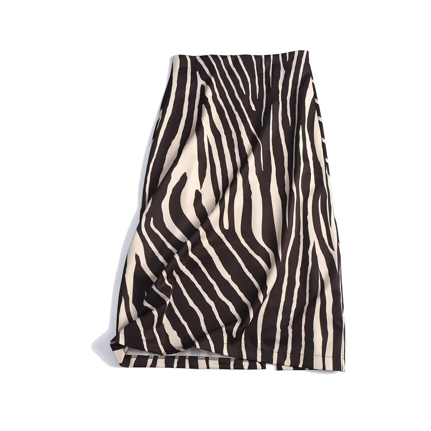 KONDALA Damen Casual Zebra Midi-Röcke Vintage High Street Röcke mit Schlitz Neu 2026 Frühherbst Trendige Elegante Pendler-Röcke für Damen – Detail 2