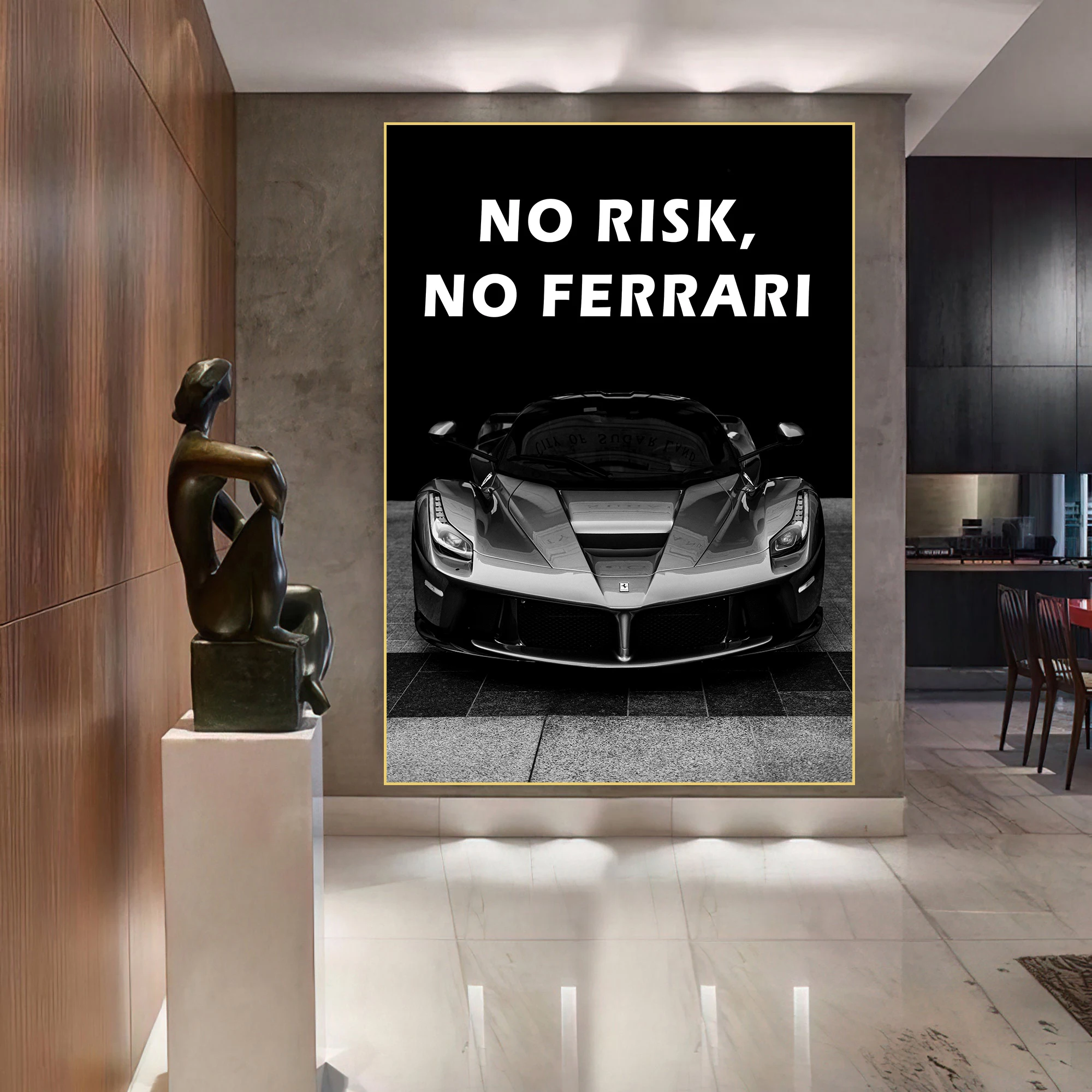 

No Risk No Ferrari Motivational Inspirational Canvas Paintings Prints and Posters Wall Art Pictures for Office Home Decor