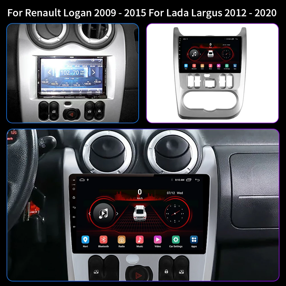 Android 12 For Renault Logan Sandero Dacia Duster 2007-2015 Car Radio Multimedia Video Player Navigation 4G Carplay 2Din Stereo