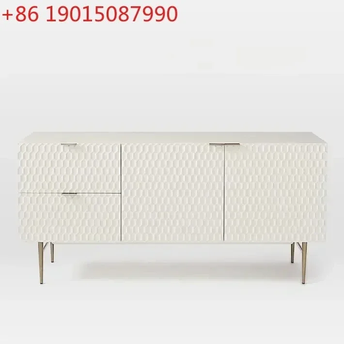 N Nordic Modern Simple TV Cabinet Shell Pattern Vintage American Country TV Cabinet Restaurant Sideboard Cabinet