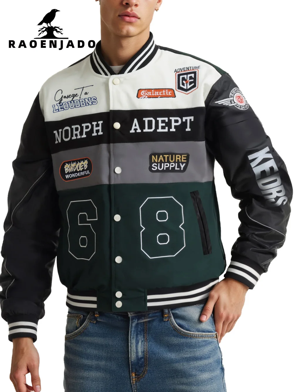 

Men's Spring & Autumn Faux Leather Baseball Jacket Warmth Outerwear Loose Casual Street Wear Style Windproof Motorcycle Coat