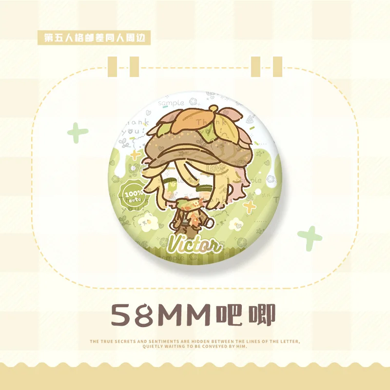 Identity V Postman Victor Cute Q Version Badge Cartoon Game Character Round Brooch Pin Backpack Decor Fans Collection Gift
