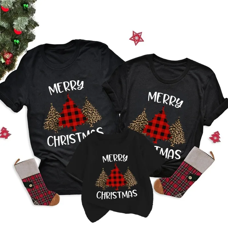 Christmas Family Shirts Christmas Tree Print Men Women Kids Family Matching Clothes Xmas Family Holiday T-Shirt Outfits