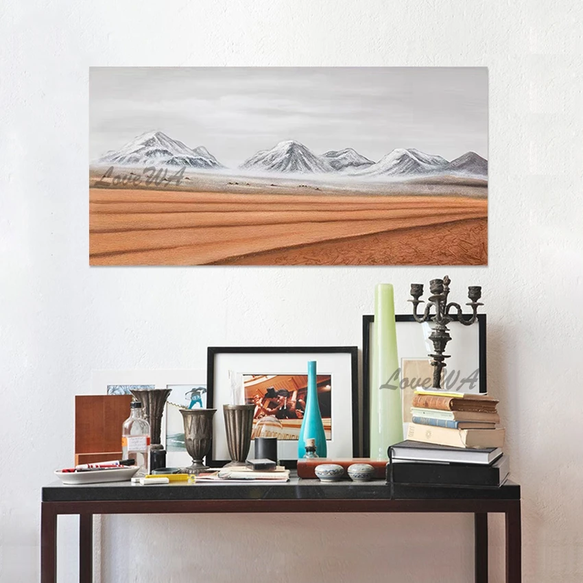 

Большой холст, картина маслом ручной работы с абстрактными пейзажами в горах, настенная картина для гостиной, деталь для украшения дома, без рамки