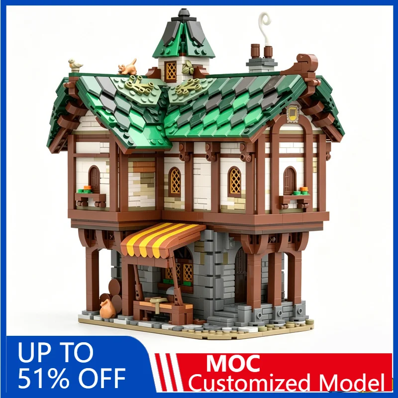 

2081Pcs Technology Medieval Tailor Shop Building Blocks Diy Educational Assembly Children Toy Shop Display Collection Xmas Gift