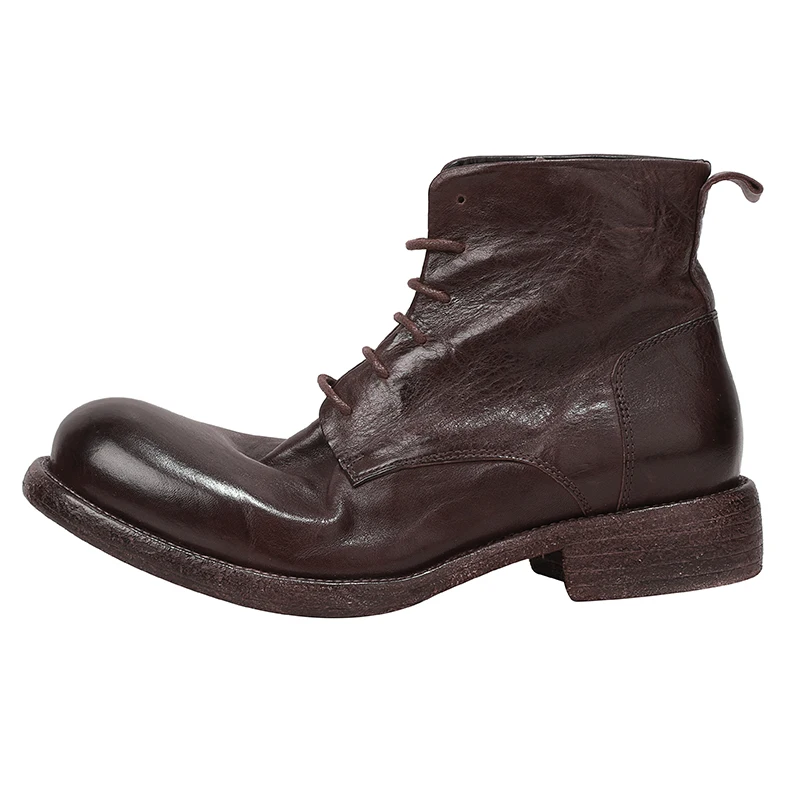 Высококачественные винтажные ботильоны ручной работы из натуральной кожи с круглым носком, мужские британские потертые уличные повседневные рабочие туфли, мужские ботинки челси Высококачественные винтажные ботильоны ручной работы из натуральной кожи с круглым носком, мужские британские потертые уличные повседневные рабочие туфли, мужские ботинки челси