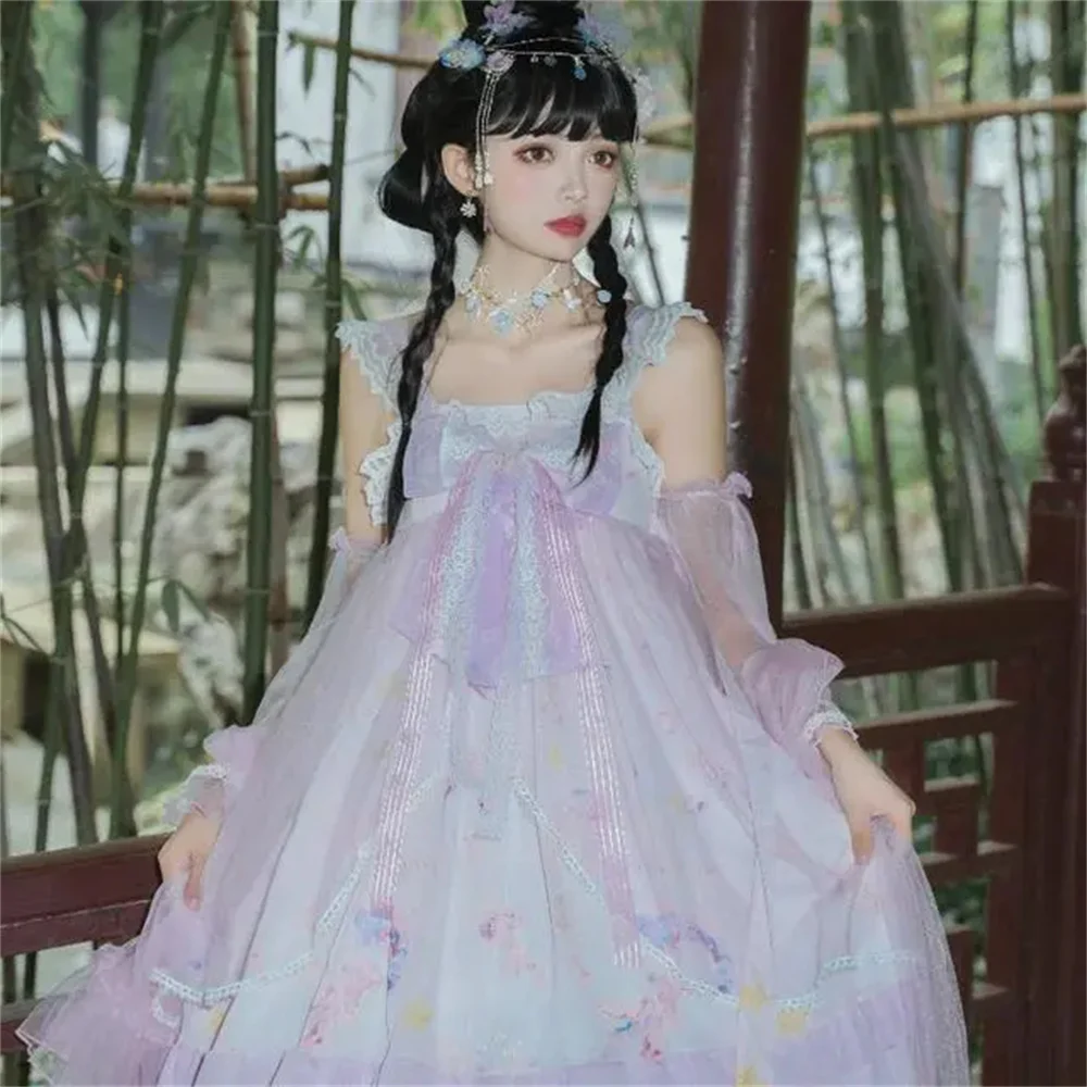 Diepzee Kwallen Blauw Vestidos Zoete Prinses Lolita Jurk Kawaii Meisjes Victoria Kant Ruche Grote Strik Cosplay Lolita Jsk