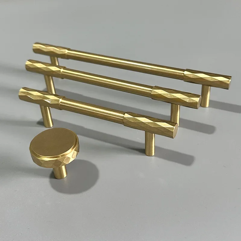 Creative Diamond Shaped Brass Cabinet Handle European Style Modern Wardrobe Handle Personalized Rolled Flower Drawer Handle