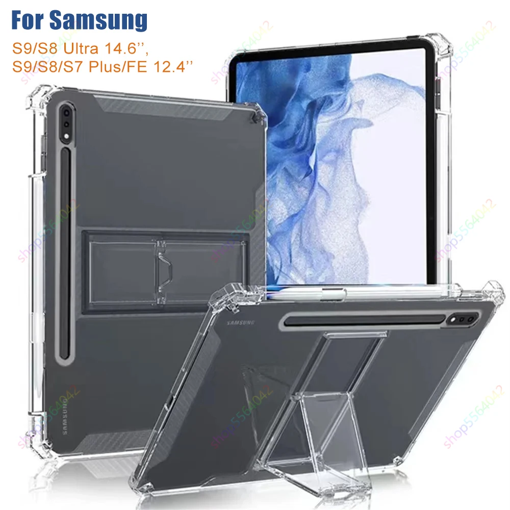 Funda Case for Samsung Galaxy Tab S9 S8 Ultra 14.6Inch SM-X910 S8 S7 Plus FE 12.4\'\' Soft TPU Stand Cover Case with Pencil Holder