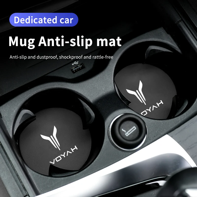 For Voyah 2Pcs Car Coaster Anti-Slip Slot Mat Drink Holder Accessories Free DFL DFM DFSK DFMC Dongfeng