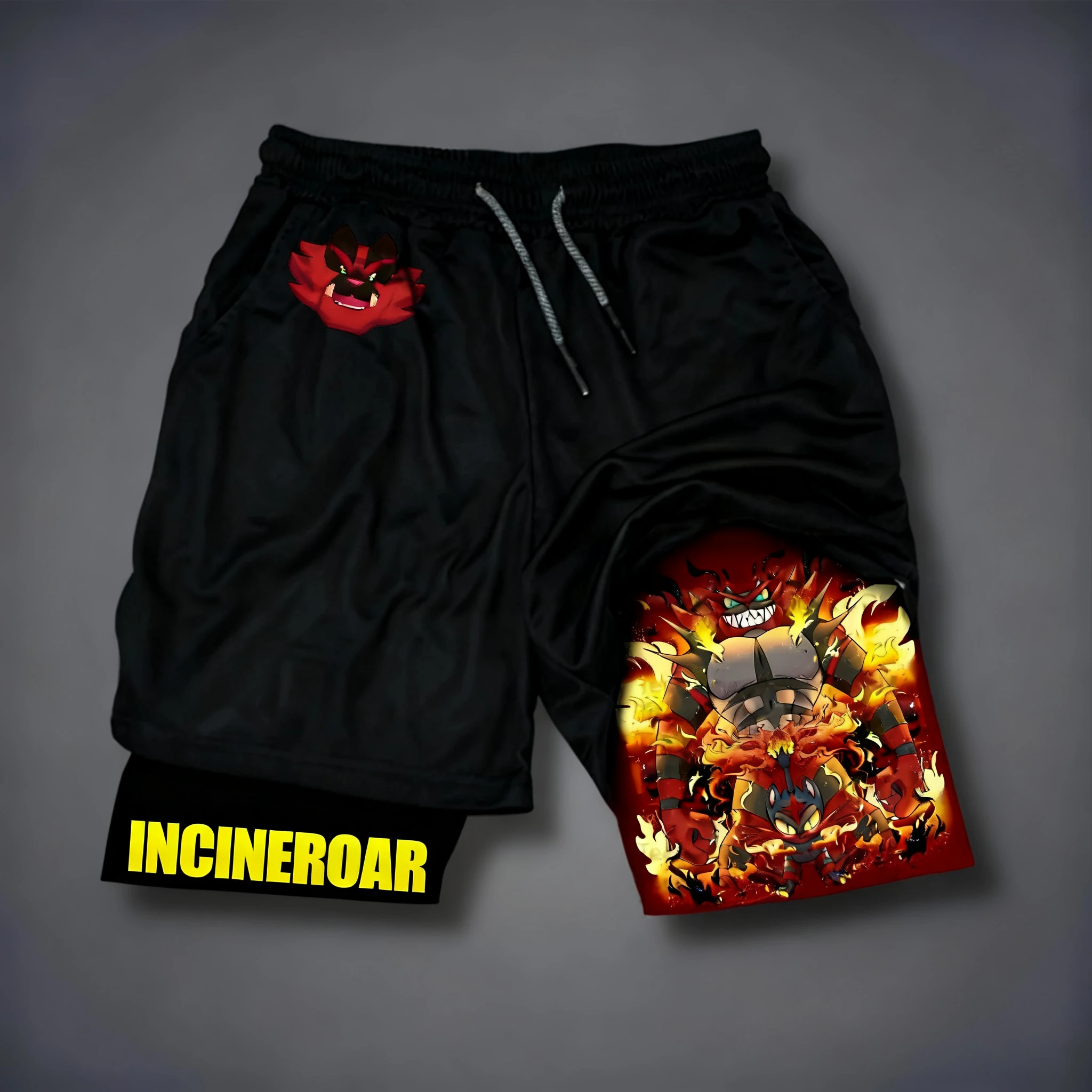 Pok É Mon أنيمي الرياضة امتصاص العرق طبقة مزدوجة السراويل 2025 الرجال الصيف شارع جديد التجفيف السريع موضة السراويل القطن الخالص