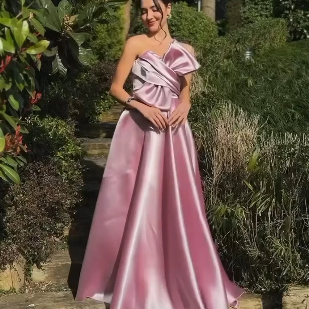 

Customized Satin Cloth Women's Prom Dress Luxury Evening Dress Robes De Cocktail Dresses Line A Bow Robe Soiree Prom Gowns