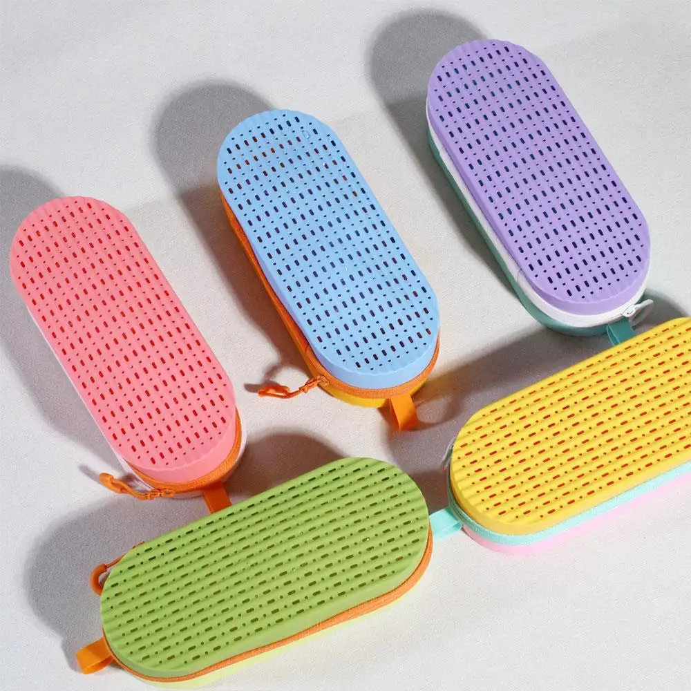 Dopamine Silicone Swimming Goggles Case Large Capacity Protective Glasses Storage Box Dual-Sided Portable Zipper Eyeglass Case