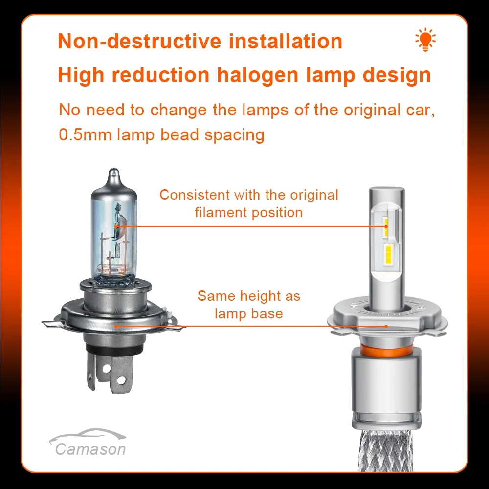 CAMASON Car LED headlight led lights for vehicle auto 12v front lamp automotive accessories bulb parts H1 H4 H7 H8 H9 H11 9005 view 3