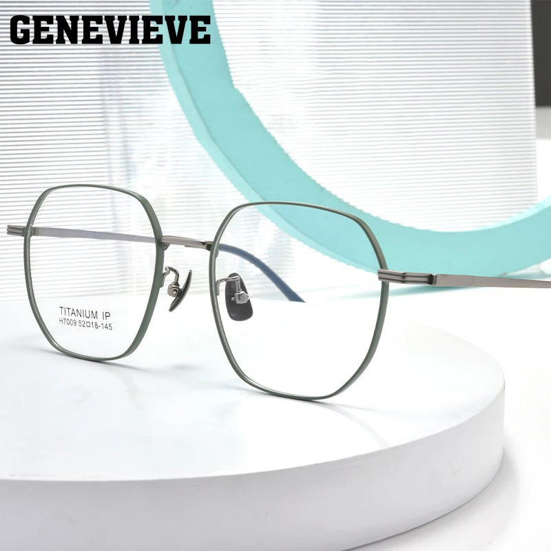 

GENEVIEVE Simple Geometric Polygonal Pure Titanium Retro Frame Anti-blue Light Reading Glasses Can Be Customized Prescription