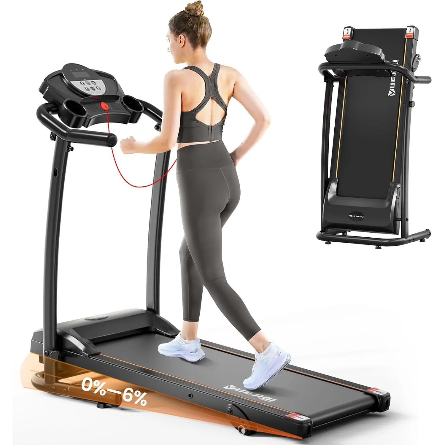 Treadmills for Home, 3.0HP Folding Treadmill w/ Incline, Small Space Portable Running Machine, 240 Lbs Capacity w/12 Preset PROG