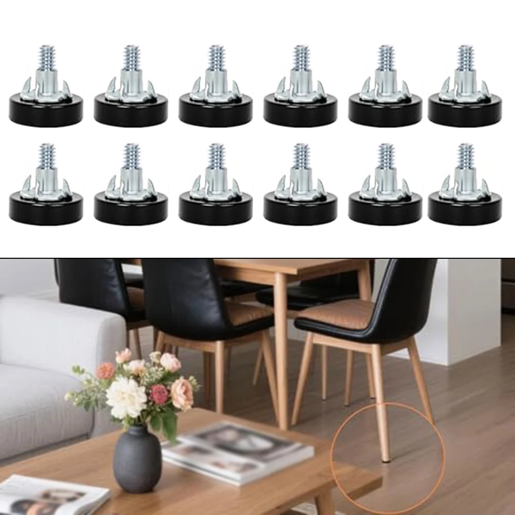 

12PCS Adjustable Furniture Leveling Feet Protect Floors Reduce Noise Furniture Foot Cushions For Wood Laminate Tile Carpet Floor