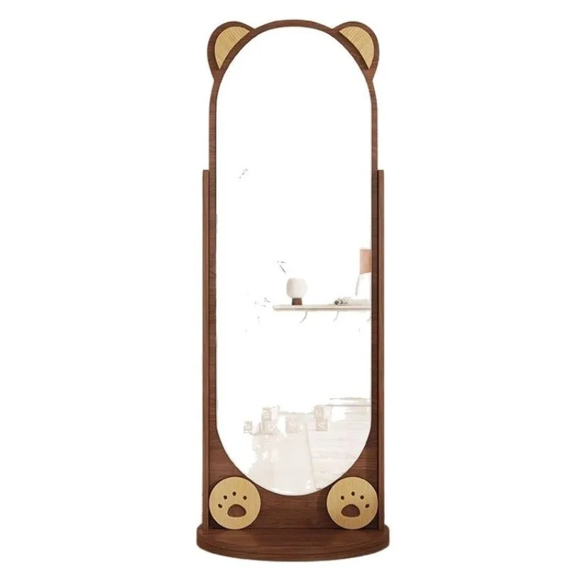 

Full-length mirror Rotating full-length Movable floor Girls' bedroom net Red clothes hanger Integrated mirror