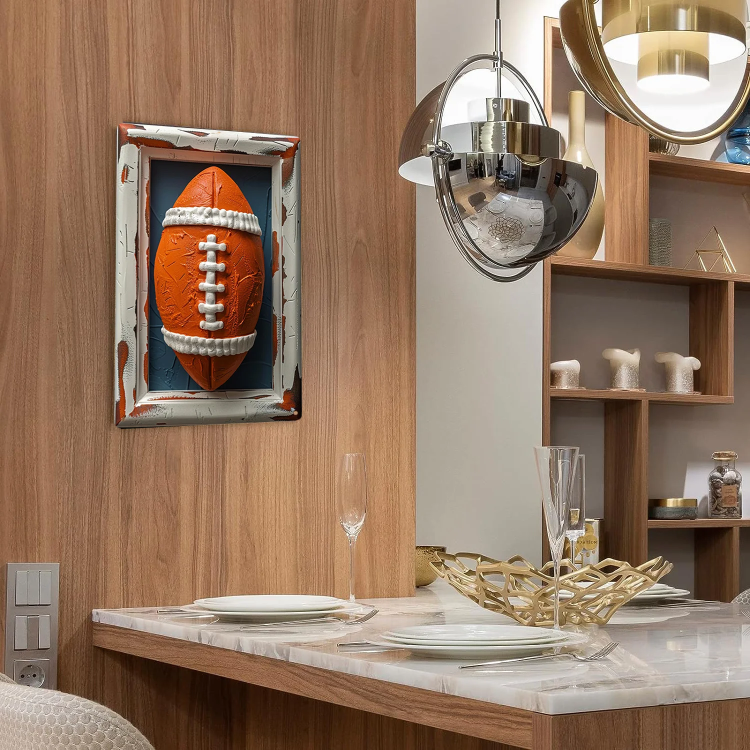 1pc Aluminum Metal Tin Sign with 3D American Football Design, 8x12 Inch, Moisture Resistant with High Bending Resistance, Vintag