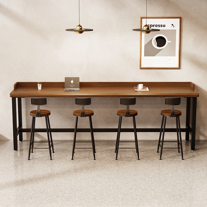Solid wood bar, window sill, high table and chairs, coffee shop, living room, household wall narrow table