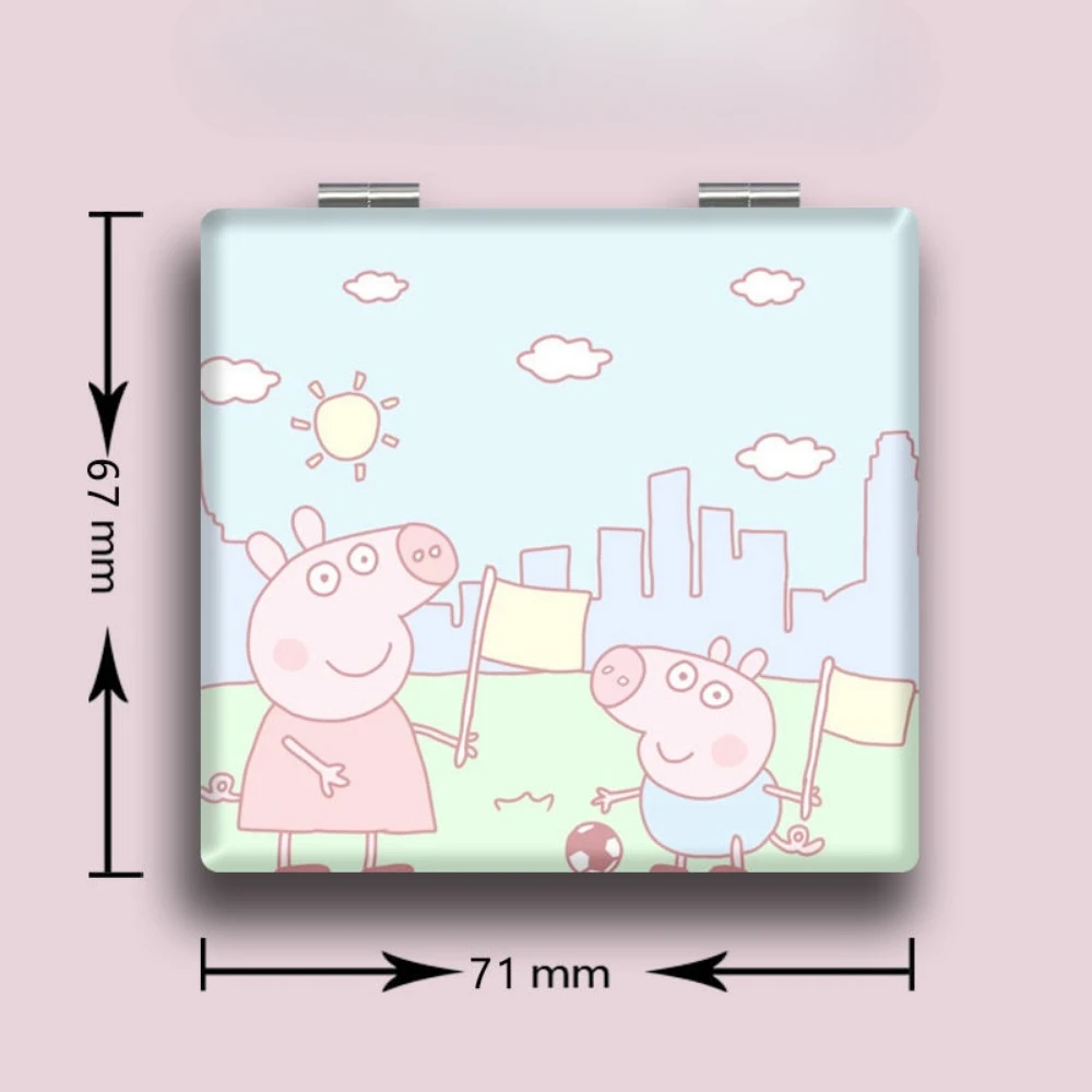 Peppa Pig espejo de bolsillo Mini maquillaje compacto portátil de dos lados plegable espejo de maquillaje cosmético para regalo