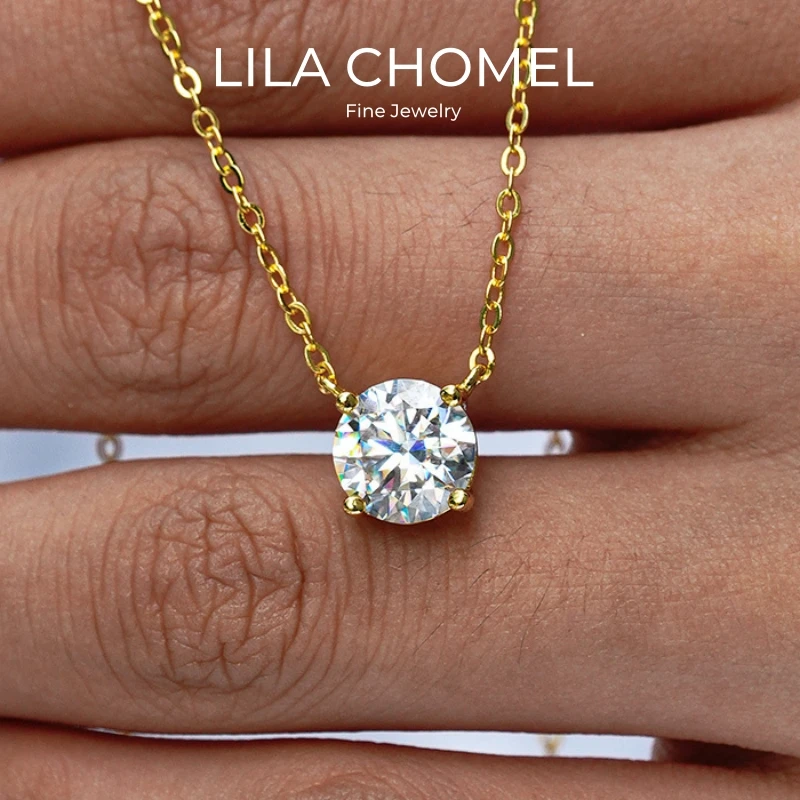 

Women Valentine's Day White 18K Gold Daughter Birthday Necklaces 0.5/1/2CT Moissanite Pendant Girl Wedding PT950 Christmas Gift