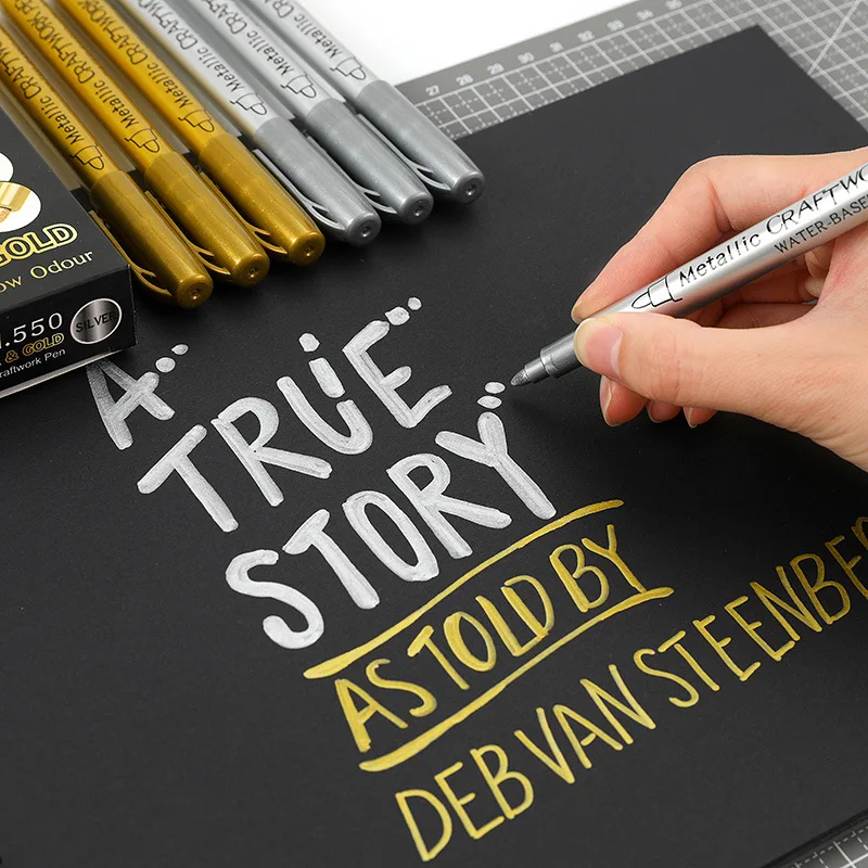 

Gold Silver Metallic Waterproof Permanent Paint Marker Pen Photo Album DIY Black Cardstock Wax Seal Highlight Signature Marker