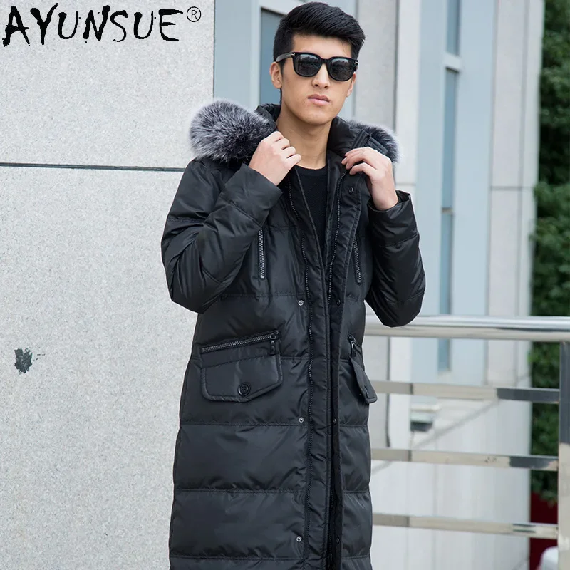 AYUNSUE Down Jacket Men\'s Clothing Winter Coat Men Thick Parkas Big Fox Fur Collar Clothes 5XL 8XL Plus Size Jackets Ropa LXR596