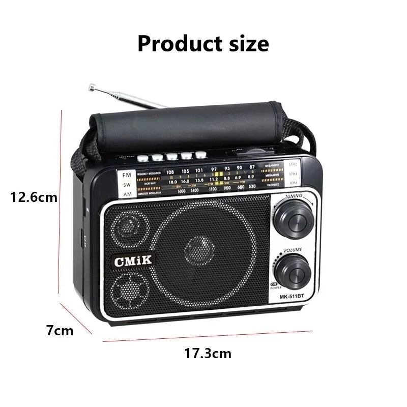 Портативное ретро-радио, высокочувствительное FM AM SW-радио, выпрямитель, встроенные беспроводные Bluetooth-колонки, уличный MP3-плеер