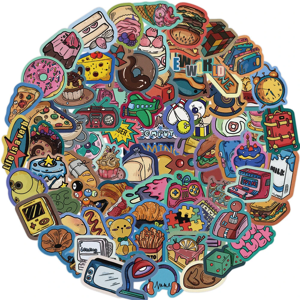 10/40/80pcs Vintage Cartoon Carnival Graffiti Stickers Decals Laptop Motorcycle Phone Skateboard Car Waterproof Sticker Kids Toy