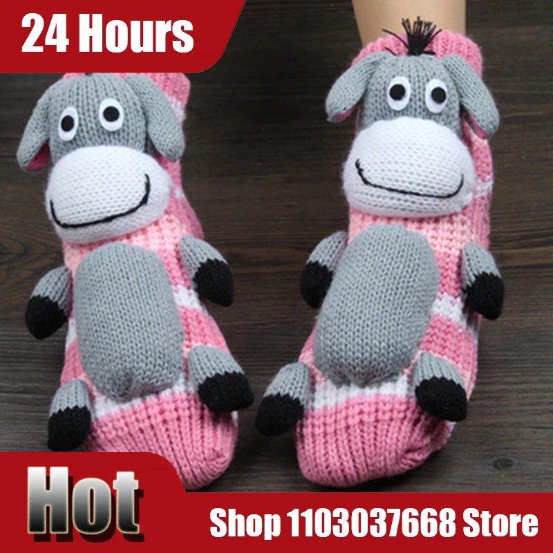 

Novelty Funny 3D Socks for Kids Party Gift Winter Thick Woolen Socks Christmas Cartoon Big Eyes Holiday Socks Thicken Warm Socks