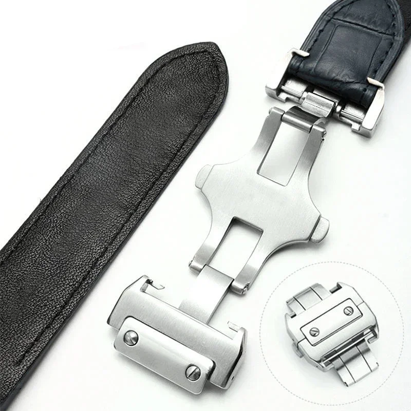 For Cartier Santos 100 Series Watch Bracelet Cowhide Leather Watch Strap Waterproof Sweatproof  Accessories Replacement 20/23mm