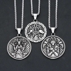 Gothic Vintage 316L Stainless Steel Anubis Pendant Necklace Biker Fashion God of Death Necklaces For Men Egyptian Amulet Jewelry