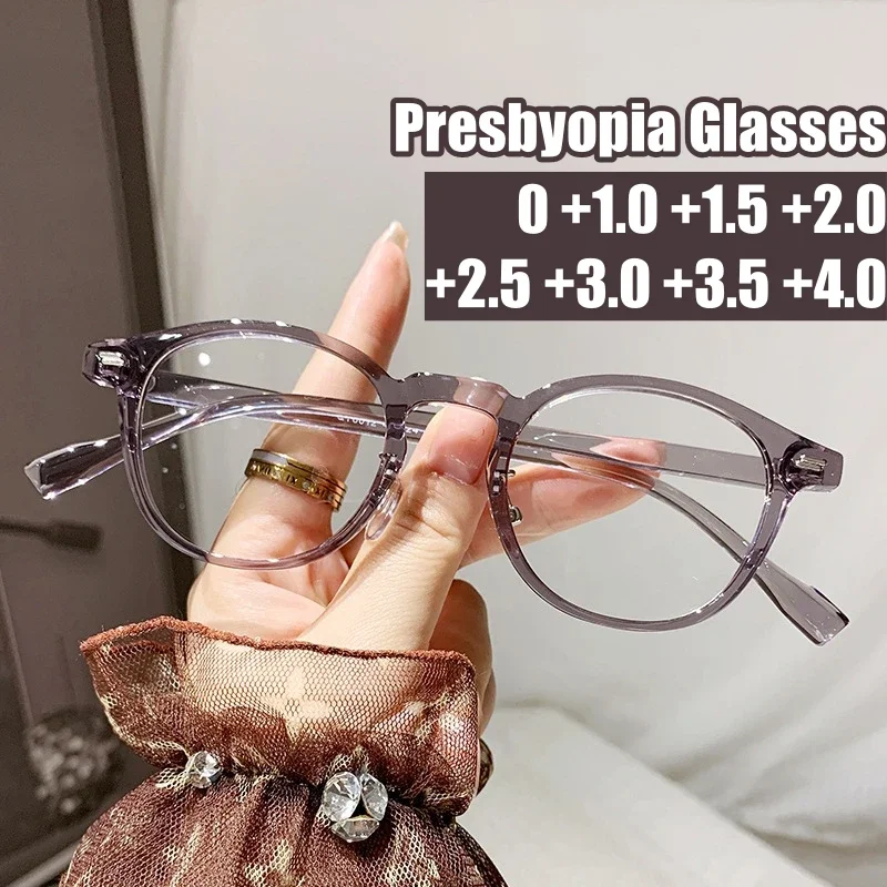 

2024 Trendy Round Frame Anti Fatigue Eyewear Personality Large Frame Women Reading Glasses Anti Blue Light Presbyopia Glasses