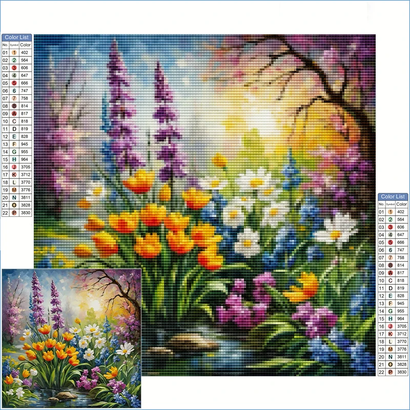 

Adult Diamond Painting Novelty 2025 Spring Flowers, Tulips And Daffodils In The Garden Diamond Art Fantasy Arts And Crafts Adult