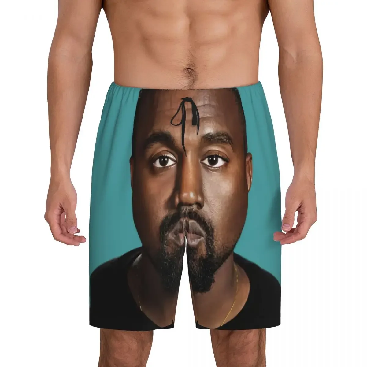 Custom Funny  Meme Pajama Bottoms Men Rapper Music Producer Lounge Sleep Shorts Drawstring Sleepwear Pjs with Pockets