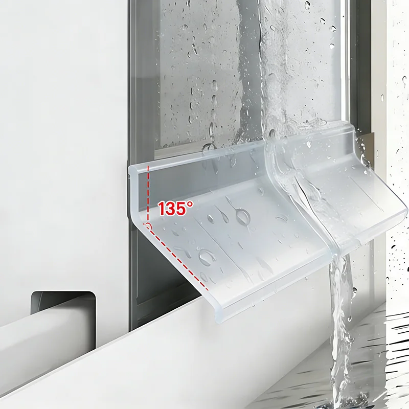 Barras de bloqueo de desviación impermeables transparentes para ventana, deflector de reflujo de agua de lluvia, tira de goteo de sellado de espacio de ventana de aluminio para balcón