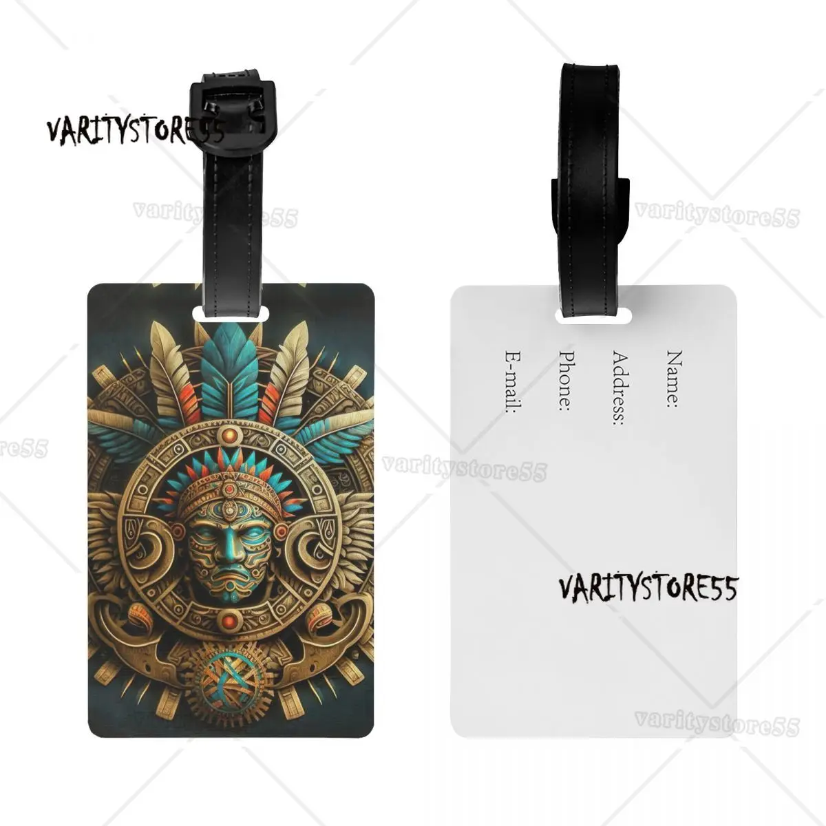 Golden Aztec Luggage Tag Custom Baggage Tags Privacy Cover ID Label