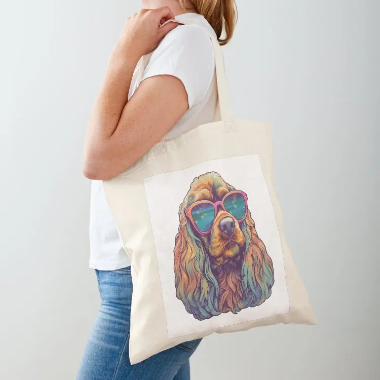 

Trippy Cool as Heck Cocker Spaniel Tote Bag shopping bag Gift bags cute pouch bag personalized tote