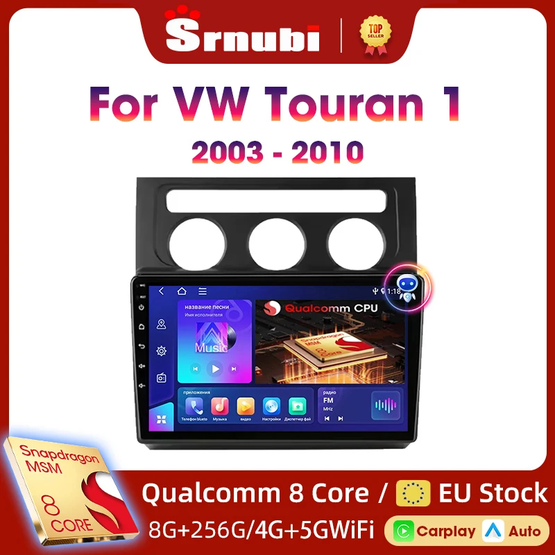 Autoradio Android pour untuk Volkswagen VW Touran 1 2003 2004 2005 - 2010 Pemutar Myvi Navigation GPS lecteur multimédia stéréo