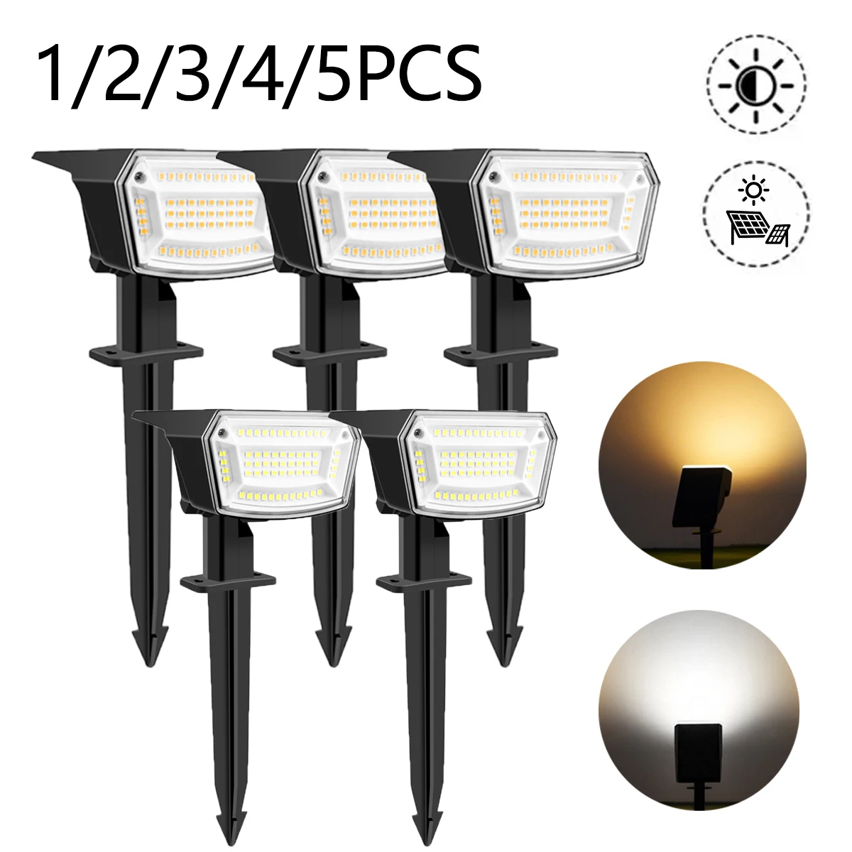 1-5PCS 59 LEDs Solar Spotlights Outdoor IP65 Waterproof Adjustable Brightness Garden Driveway Patio Lawn Decor Lighting