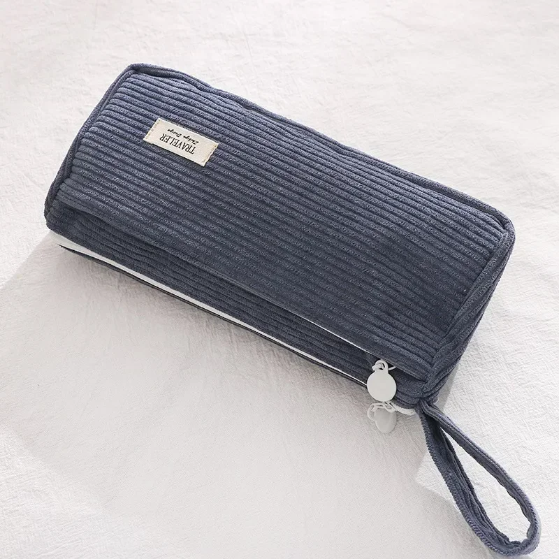 Soft Corduroy Large Capacity Pencil Bag Fountain Pen Case Multifunctional Stationery Box Zipper Pencil Pouch School Supplies