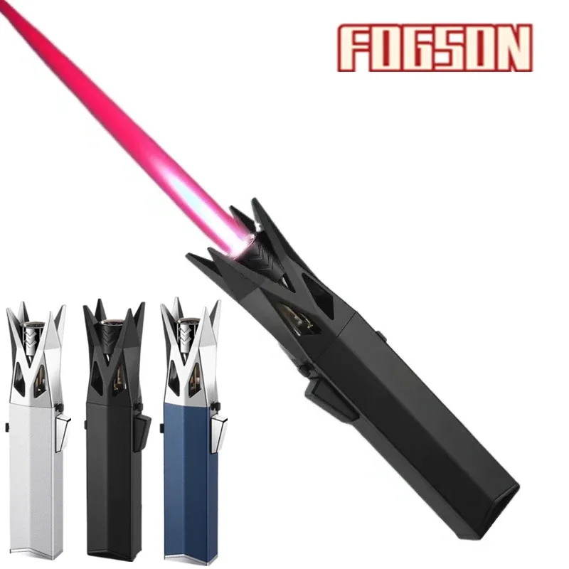 

New Metal Jet High Flame Inflatable Lighter Windproof Outdoor Wolf Thorn Shaped Body Safety Lock Can Rotate 360 ° Lighter