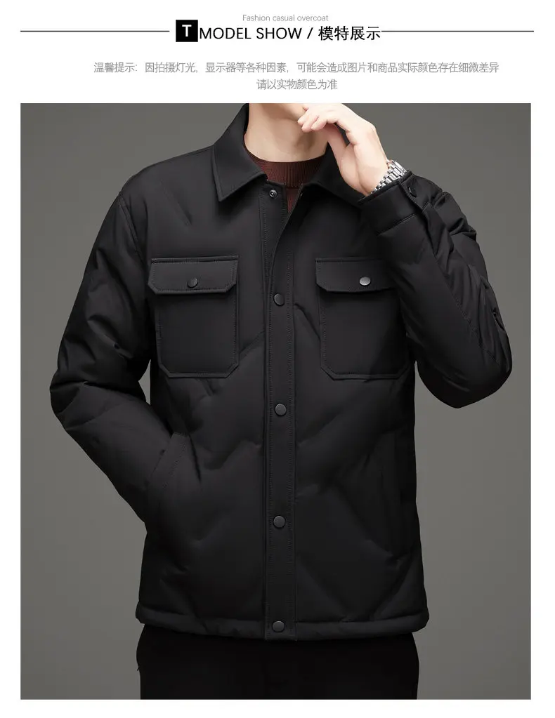 Men's 50% White Duck Down down coat 2026 winter turndown collar warm Down Jackets men fashion light and thin Jacket M-4XL