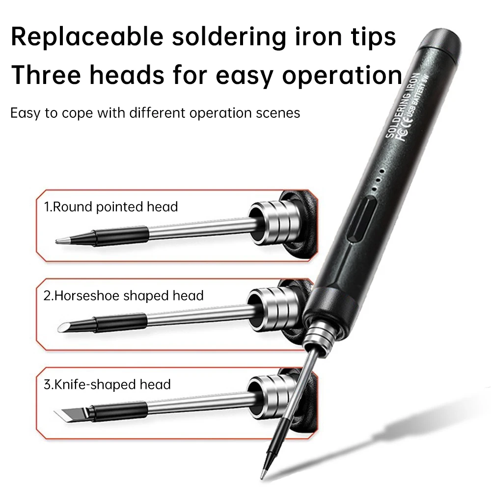 Wireless USB Electric Soldering Iron Portable Type-C Mini Charging Solder Iron Set Hand Repair Welding Tools 8W