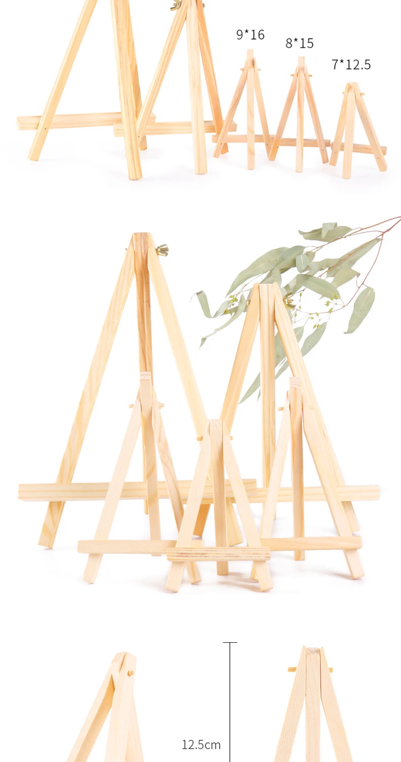 5 Stück Mini-Holzständer für Handyhalter, klappbare Tischhalterung, Dreieckshalterung, Zeichenbrett, Kunstbedarf – Detail 3