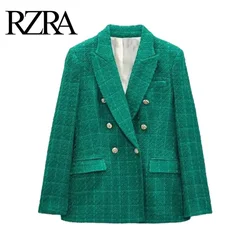 RZRA originale autunno e inverno nuove donne tinta unita pendolare temperamento texture giacca doppiopetto