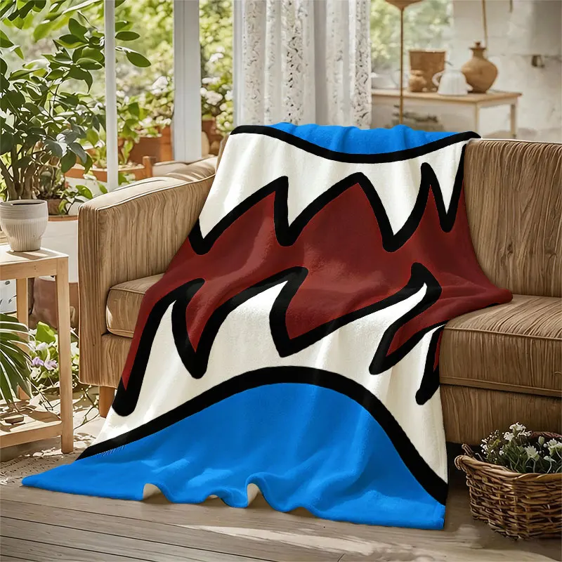 Shark Mouth Flannel Blanket Warm Soft Halloween Christmas Decorative Couch Warm Cozy All-Season Gift